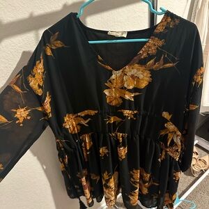 Entro Floral Black and Orange Dress